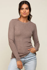 Mocha Knit Long Sleeve Maternity Top