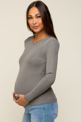 Olive Knit Long Sleeve Maternity Top