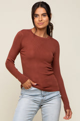 Rust Knit Long Sleeve Top