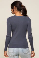 Charcoal Knit Long Sleeve Top