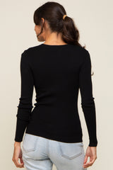 Black Knit Long Sleeve Top