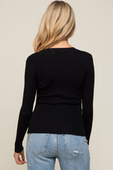 Black Knit Long Sleeve Maternity Top