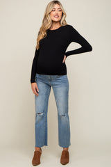 Black Knit Long Sleeve Maternity Top