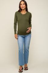 Olive Knit Long Sleeve Maternity Top