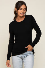 Black Knit Long Sleeve Top