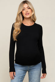 Black Knit Long Sleeve Maternity Top