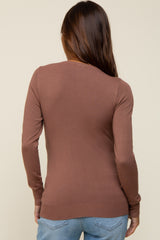 Mocha Knit Long Sleeve Maternity Top