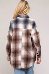 Rust Plaid Button Down Maternity Flannel