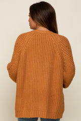 Camel Chunky Knit Maternity Cardigan