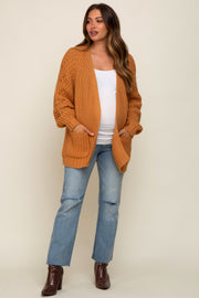 Camel Chunky Knit Maternity Cardigan