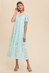 Mint Lace Tiered Midi Dress