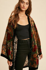 Black Velvet Burnout Side Slit Cover Up