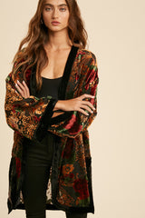 Black Velvet Burnout Side Slit Cover Up