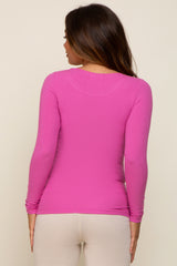 Fuchsia Ribbed Long Sleeve Maternity Top