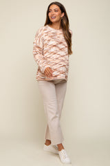 Multi-Color Wide Rib Chenille Knit Maternity Sweater