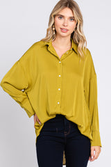 Lime Striped Button Up Maternity Top