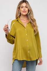 Lime Striped Button Up Maternity Top