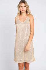 Gold Sequin Sleeveless Dress