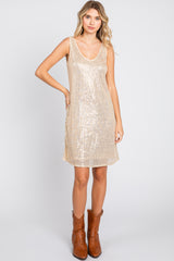 Gold Sequin Sleeveless Dress