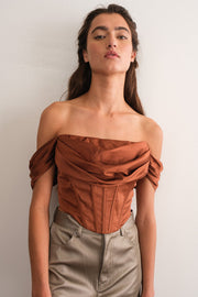 Cafe Ruched Off Shoulder Corset Top