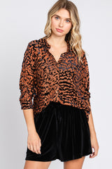 Camel Animal Burnout Button Up Top