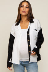 White Colorblock Oversized Maternity Blouse