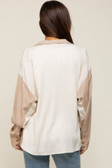 Cream Colorblock Oversized Maternity Blouse