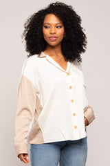 Cream Colorblock Oversized Blouse