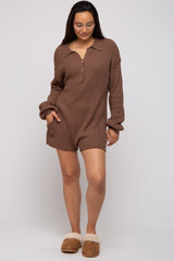 Mocha Button Up Sweater Romper