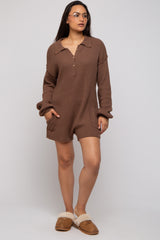 Mocha Button Up Sweater Romper