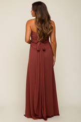 Rust Sweetheart Convertible Chiffon Maternity Gown