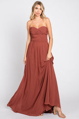 Rust Sweetheart Convertible Chiffon Gown