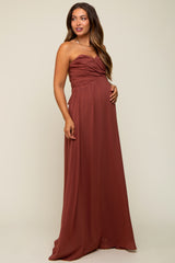 Rust Sweetheart Convertible Chiffon Maternity Gown