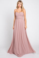 Mauve Sweetheart Convertible Chiffon Gown