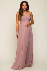 Mauve Sweetheart Convertible Chiffon Maternity Gown