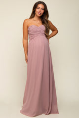 Mauve Sweetheart Convertible Chiffon Maternity Gown