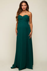 Forest Green Sweetheart Convertible Chiffon Maternity Gown