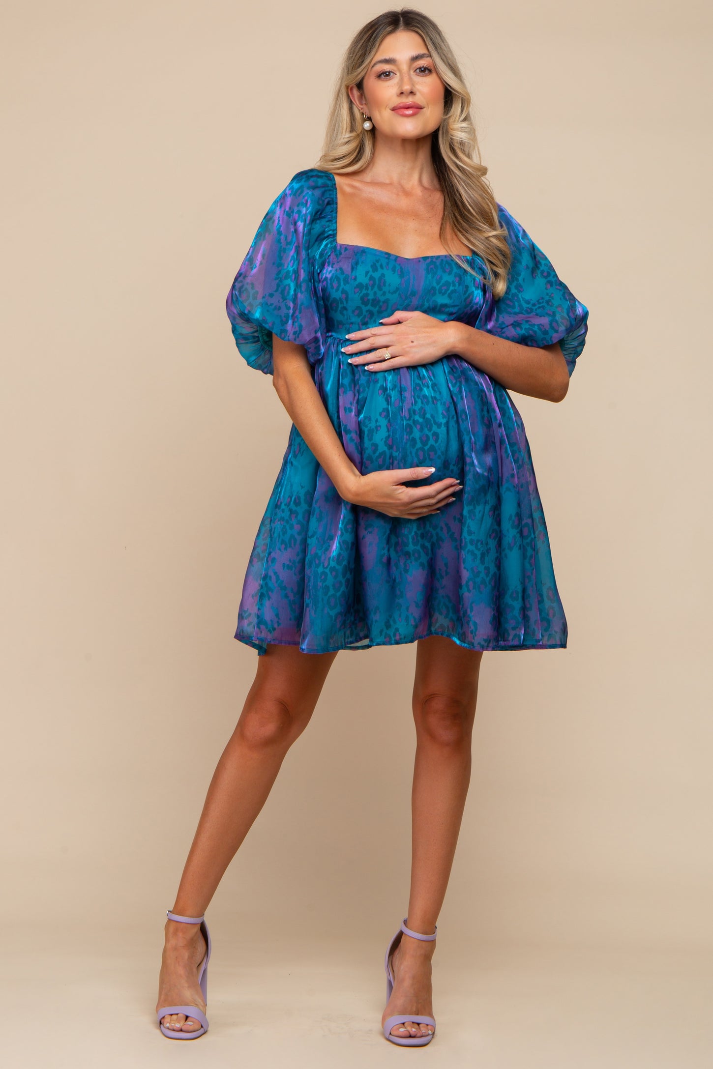 Teal Pleated Maternity/Nursing Dress– PinkBlush