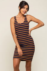 Multicolor Striped Rib Knit Dress