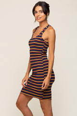 Multicolor Striped Rib Knit Dress