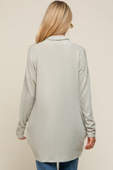 Light Olive Ribbed Open Front Maternity Cardigan