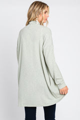 Light Olive Ribbed Open Front Cardigan