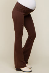 Brown Flared Maternity Leggings