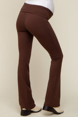 Brown Flared Maternity Leggings