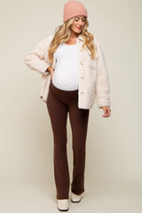 Brown Flared Maternity Leggings