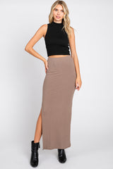 Mocha Ribbed Maxi Skirt