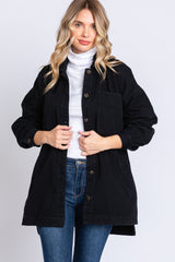 Black Denim Button Down Button Down Jacket