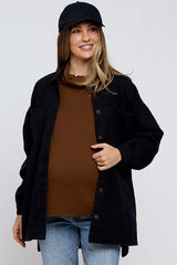 Black Denim Button Down Button Down Maternity Jacket