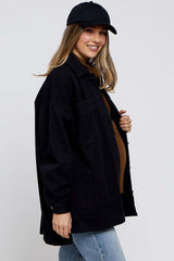 Black Denim Button Down Button Down Maternity Jacket