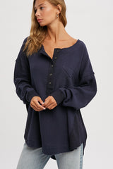 Navy Lightweight Button Front Tunic